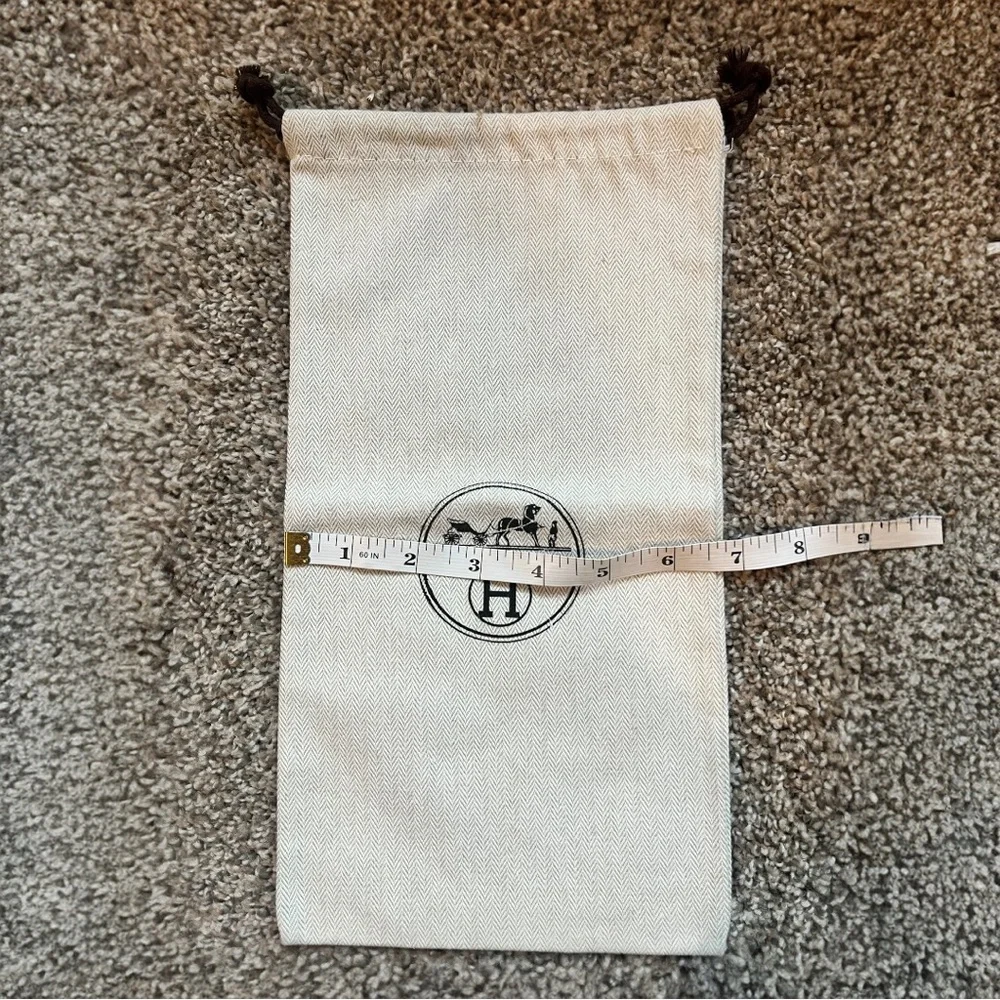 Authentic Hermes Paris Herringbone Dust Bags Set of 2 Drawstring Storage Pouches - Picture 7 of 9
